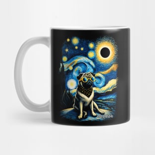 Pug Eclipse Prowess: Stylish Tee Featuring Charming Pug Pals Mug